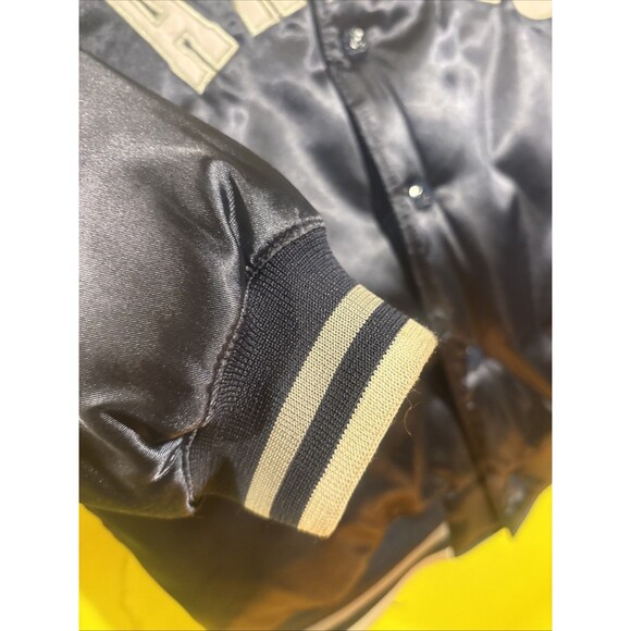 MLB New York NY Yankees Bomber Jacket Blue Satin Mighty Mac Sports S 8/10 Women? - Picture 2 of 8